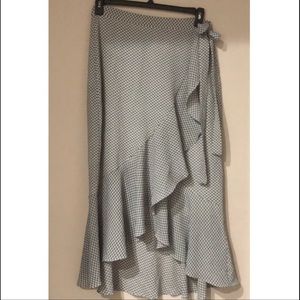 Black and white print wrap skirt